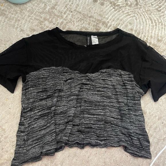 Divided Tops - Black and Gray Women's Top